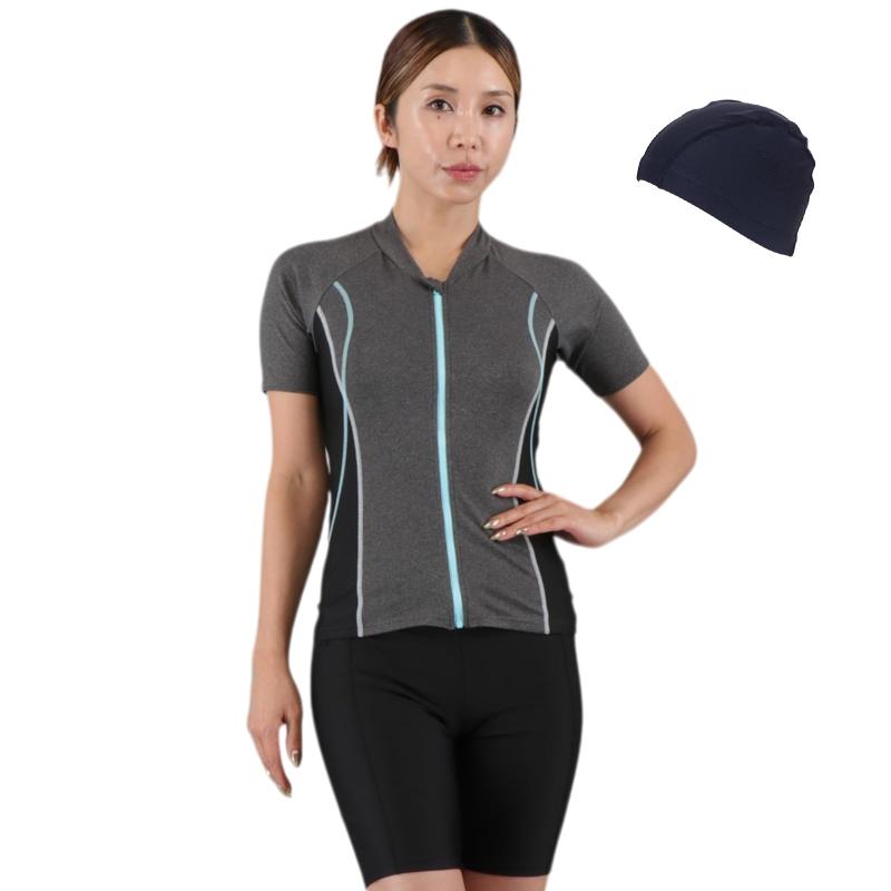 [フットマーク] フィットネス水着 袖付セパレートセット 1210147