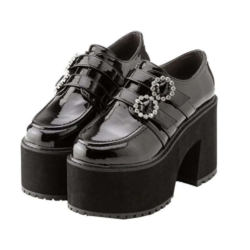 ディアマイラブ（DearMyLove） レディース 地雷系 靴 ダブルビジュー厚底ローファー 夢展望ローファー