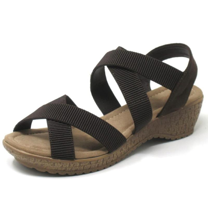 [kando] [カンド] 大きいサイズ 幅広 甲高 レディース クロスライン ウェッジソール サンダル 08190W