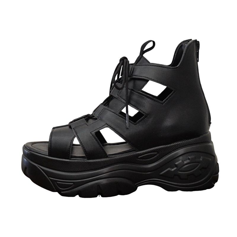 lus.7008 厚底レースアップブーツサンダル レディース