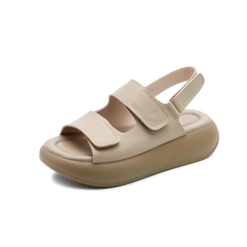 [MIDIRO] サンダル レディース カジュアルサンダル カジュアル 本革 厚底 袴用 通学 通勤 歩きやすい 通気性 ソフトソール