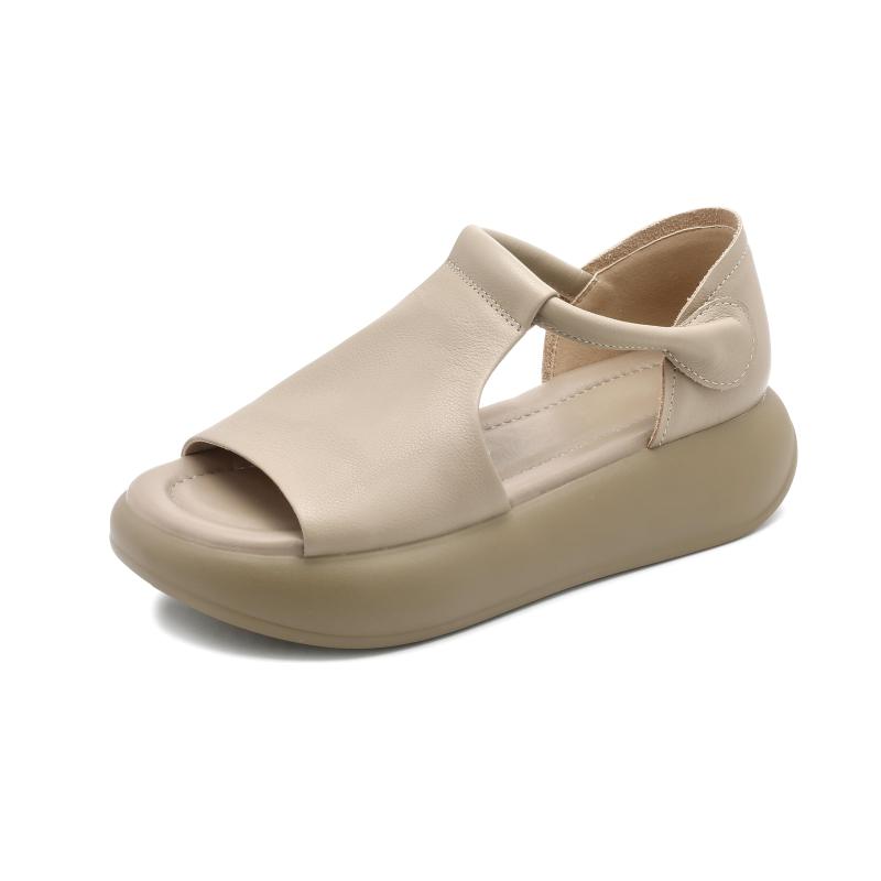 [MIDIRO] サンダル レディース カジュアルサンダル カジュアル 本革 厚底 袴用 通学 通勤 歩きやすい 通気性 ソフトソール