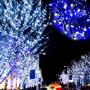 【6ヶ月】【青&白】高輝度/防水仕様/連結可能 省エネ LED 200球 イルミネーション 屋外 全8パターン 点灯記憶装置 メモリー機能 約20m 屋内・屋外使用可 PSE (ブルー&ホワイト)