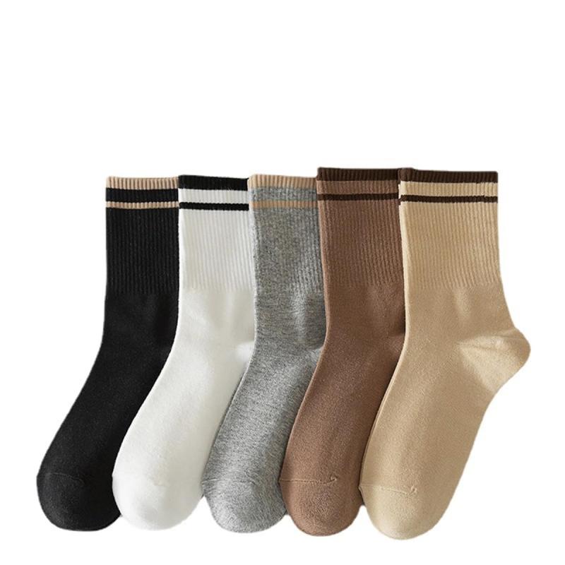 [88flix] 韓国 靴下 レディース 5足組 5足セット おしゃれ ソックス 布陣靴下 抗菌 防臭 クルーソックス 秋冬 防寒
