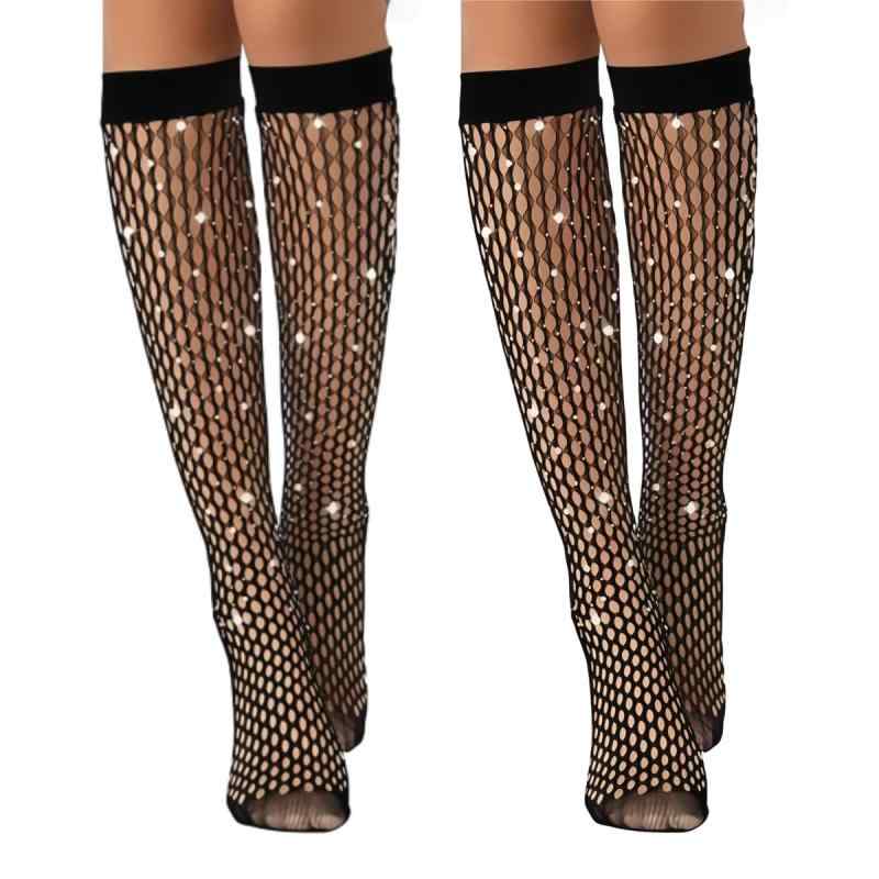 [Getrays] レディース タイツ膝下 靴下 ストッキング 網タイツ セレブ 黒タイツステイアップ ニーハイ..