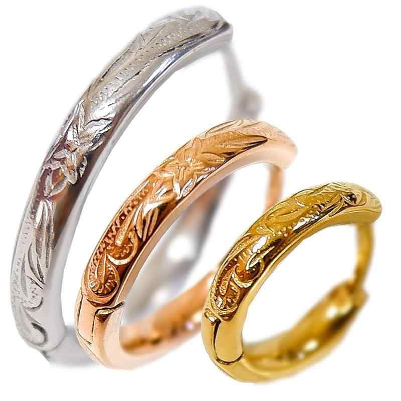 ハワイアンジュエリー ピアス ゴールド ピンクゴールド レディース フープ ホヌ スクロール