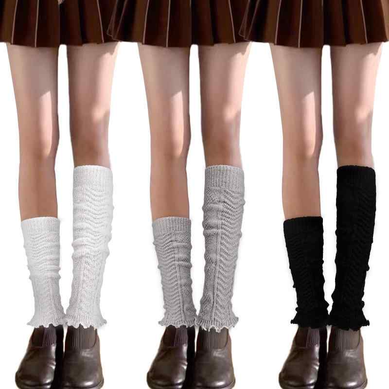 [OFFTESTY] レディースニットロングソックスカバー暖かい日本かわいいブーツソックス冬足首パイルソックス ファッション暖かいフリースツイストアンクルソックス