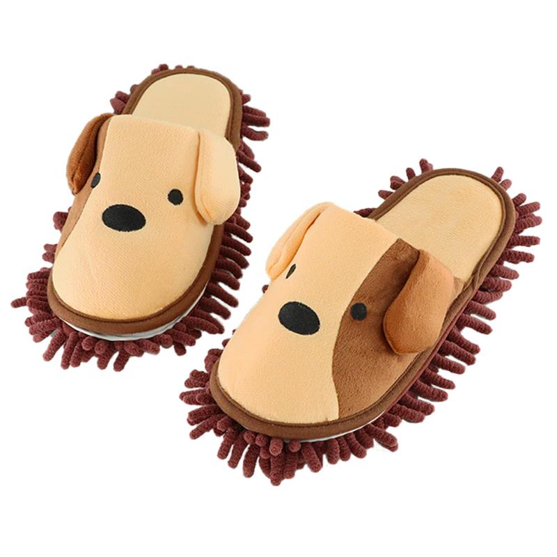 [UNiELEMENT] モップスリッパ 洗える スリッパ 掃除 雑巾 モコモコ 取り外し 洗濯 室内 動物 アニマル 犬 いぬ