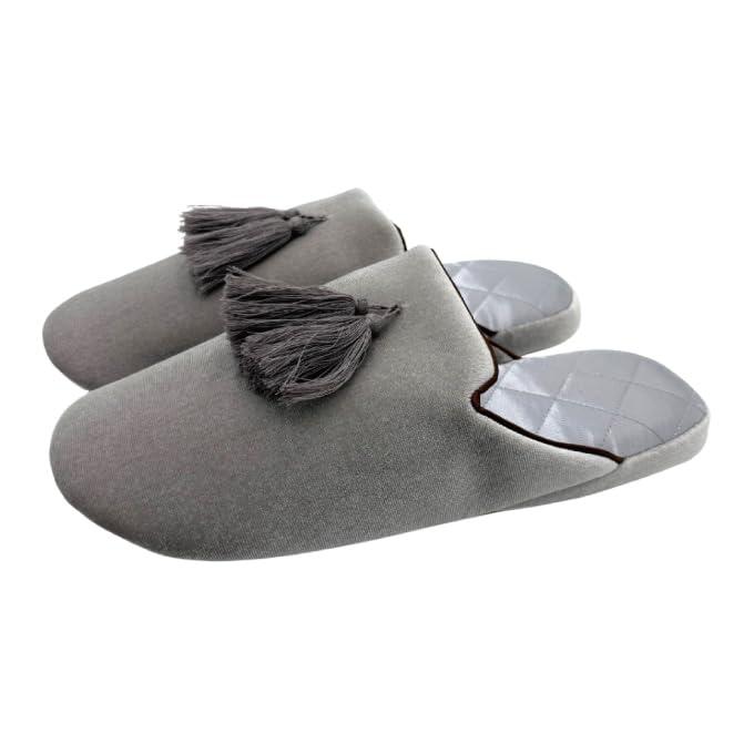 [FASPROJECT] タッセル付きベロア スリッパ レディース (フリーサイズ) 滑りにくい お嬢様風 ソフトスリッパ 42446