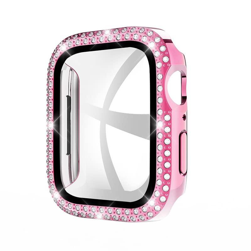 スマートウォッチ保護ケース・Apple Watch Series 9/8/7用 ケース ガラスフィルム ケース カバー かわいい ラインストーン きらきら 液晶カバー アップルウォッチ シリーズ7 45mm用 ハードケース 保
