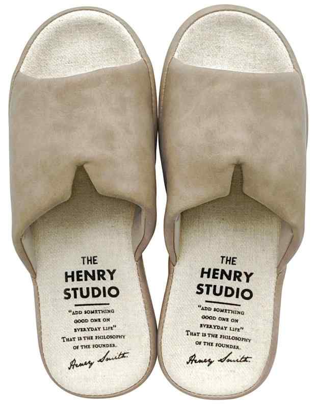 [ダイカイ] DAIKAI スリッパ 前開き フェイクレザー スリット 厚底 ヘンリースタジオ