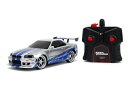 Jada Toys Fast&Furious 1:24 2002 Nissan GT-R R34リモートコントロールカーRC、2.4GHz、子供と大人向けのおもちゃ