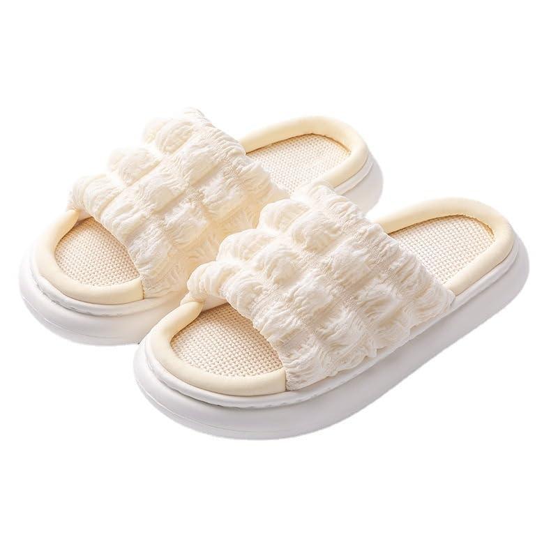 [DearJapan] 訳あり 厚底スリッパ 室内 前開き リネン 麻素材 通気性 蒸れない いつでもサラサラ 素足 履き心地 気持ちいい もふもふほわほわ レディース [並行輸入品]