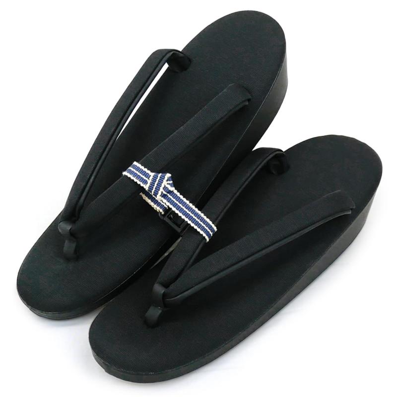 [京都うさぎ堂] 喪服用草履 喪服用 布地 鼻緒クリップ付き zb-0300 ブラック 黒 布地 箱つき【S M L LL サイズ