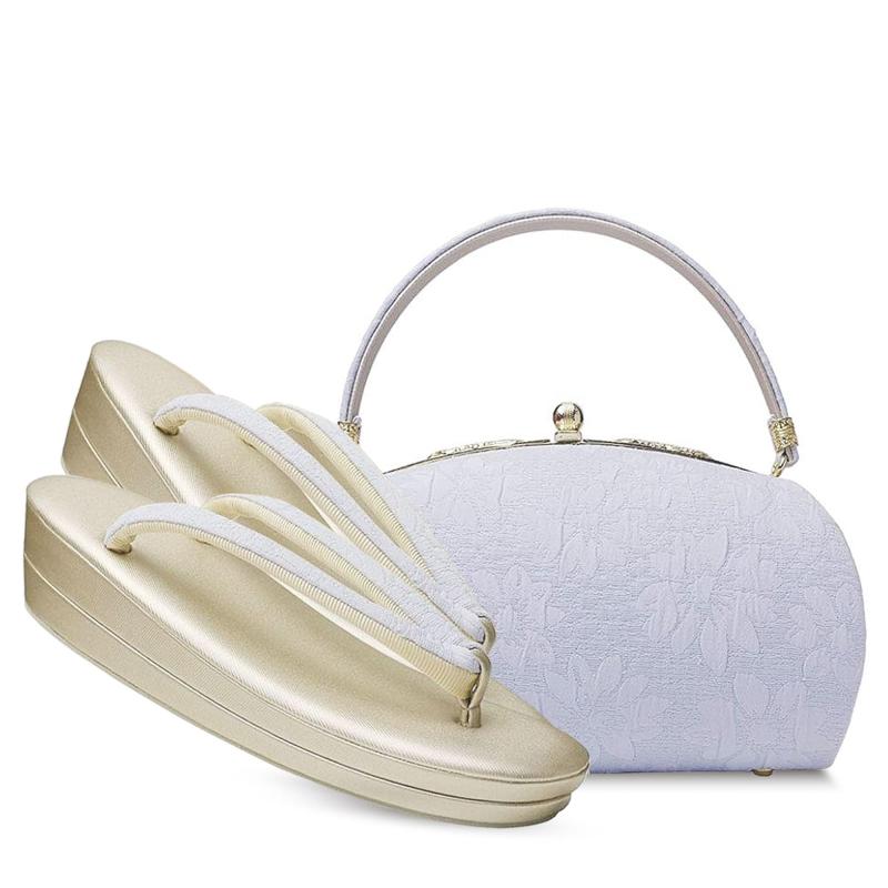 [NISHIORI] 草履バッグセット 上品無地感 ふくれ織生地 フォーマル 選べる 5色 白 クリーム ブルー グリーン ピンク 小紋 振袖 留袖 訪問着に最適 【フリーサイズ】【成人式 前撮り 卒業式 入学