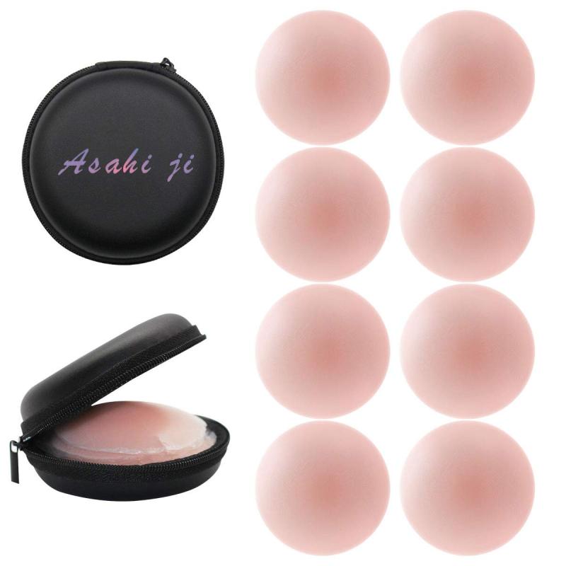シリコンパッド - Asahi Jiニプレス レディース シリコンブラ 繰り返し使用 肌に優しい 洗える ドレス用 ストラップレス バックレス ビーチ 女性用 4セット*丸形