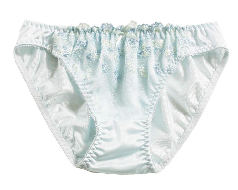 [フォレスト] エレガント フロント複色 小花チュールレース フルバック スタンダード ノーマル ショーツ パンティ 4306 (LL, サックス)