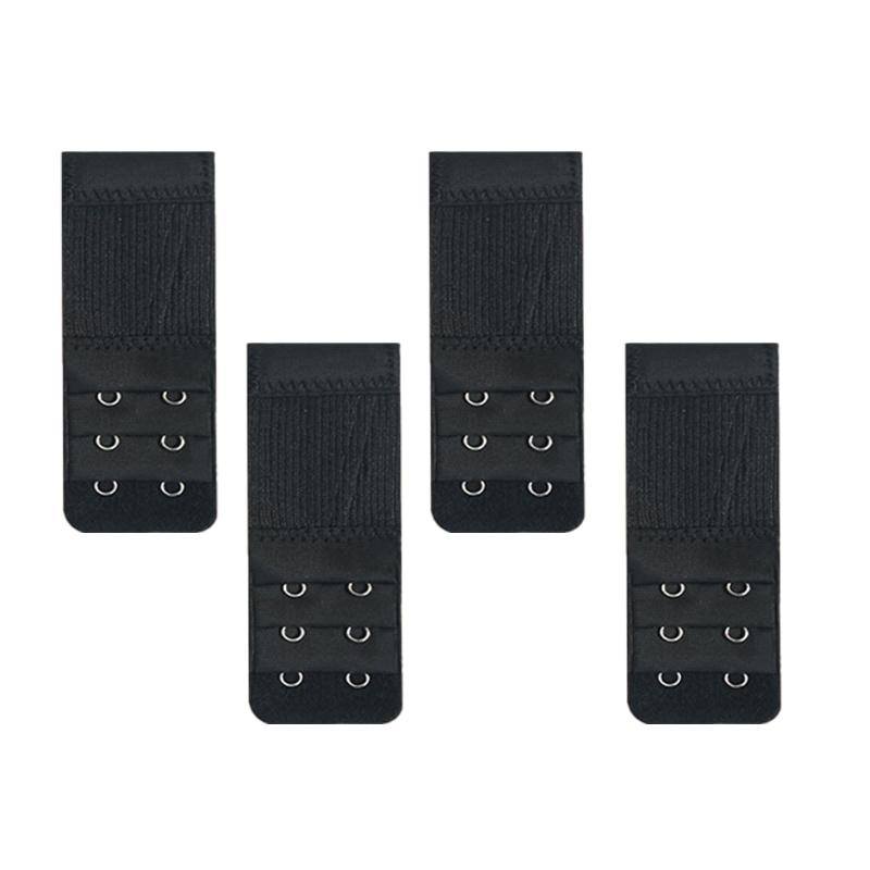 [LUYING] ブラジャー 延長ホック 3段2ホック 調整ホック すんぽうちょうせい 妊娠 産後用 取り付け・取り外しが簡単 4個入り（ブラック）