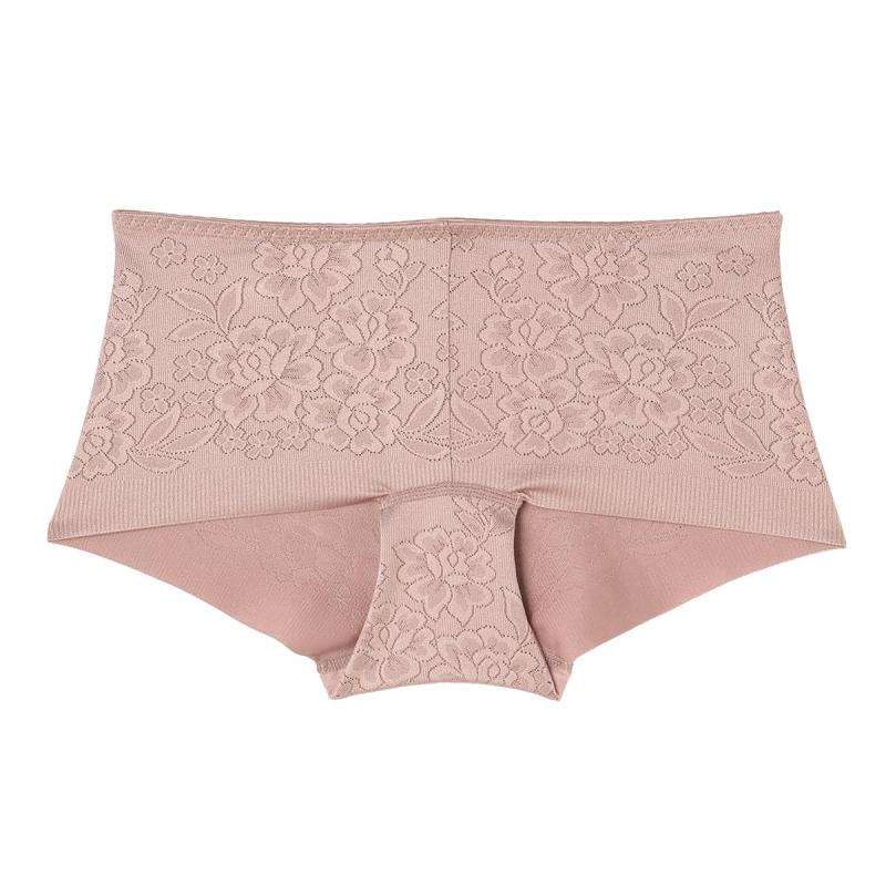 [アツギ] 花柄ジャガード ヘムショーツ ローライズタイプ サテン素材でスルッと履けて響きにくい