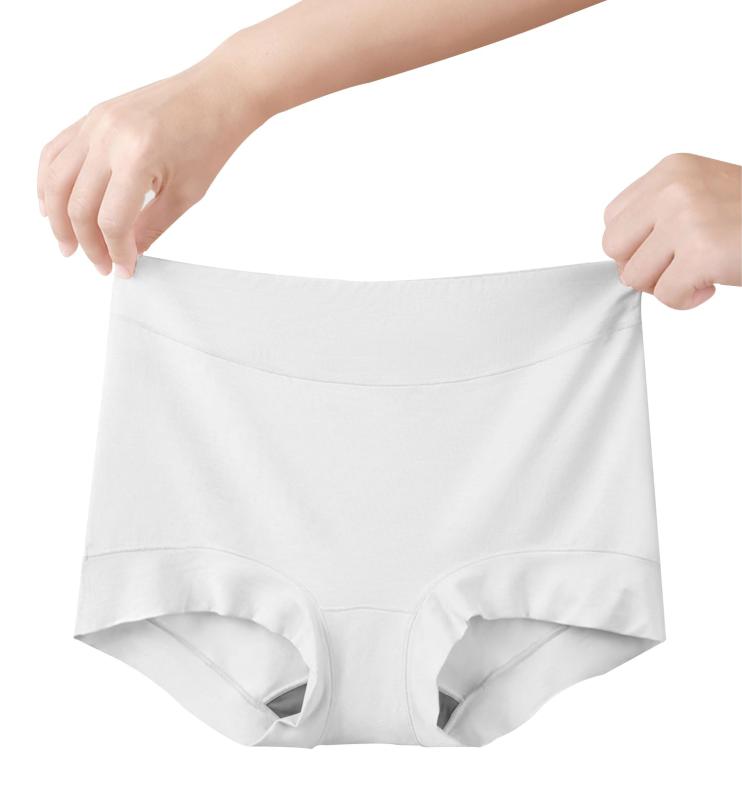 [DouxiE] ショーツ レディース 深ばき 綿 大きいサイズ ハイウエスト パンティー 女性用 白 消臭抗菌 柔らかい 美尻 パンツ快適 高通気性と伸縮性 締め付けない ゆるふわ 快眠 パンツ (L)