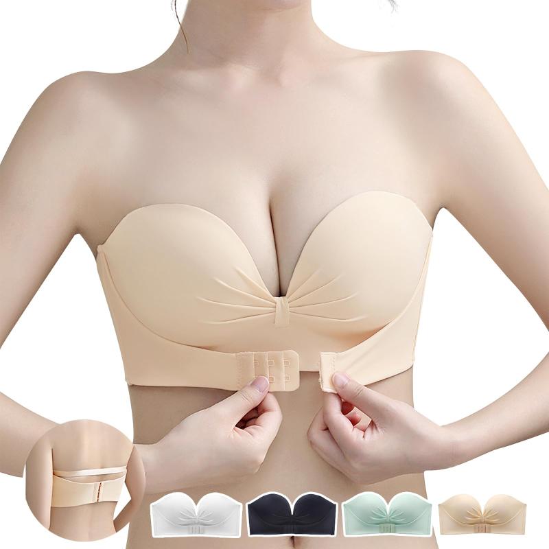 [APIKIE] ストラップレスブラ 紐なしブラ 【ダンサーも愛用・多重滑り止め素材】【ズレ落ちない・美胸美背】 チューブトップ 脇高 ノンワイヤー ブラジャーセット 柔らかい 結婚式 オフショ