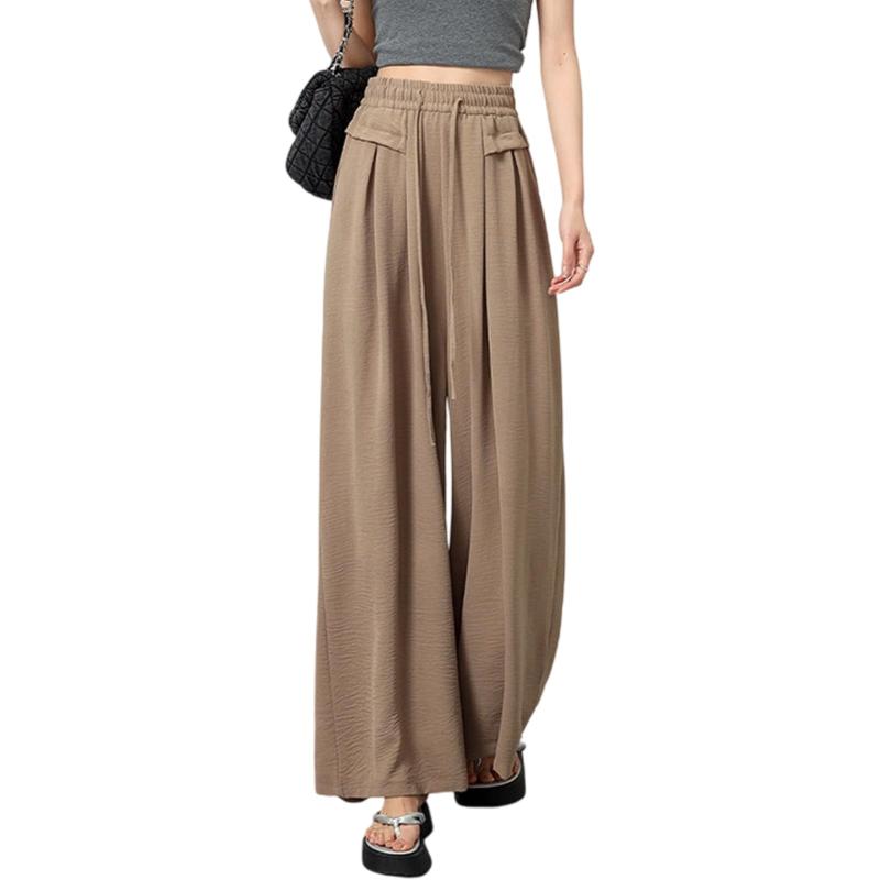 [Moerstar] ワイドパンツ レディース ロングパンツ ガウチョ 春 夏 薄手 ズボン 体型カバー ゆったり 着痩せ 袴 パンツ 無地 おしゃれ カジュアル オフィス 通勤