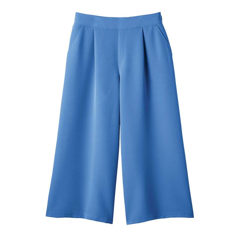 [セシール] クロップドパンツ ワイドシルエット ストレッチ素材 美シルエットパンツ レディース