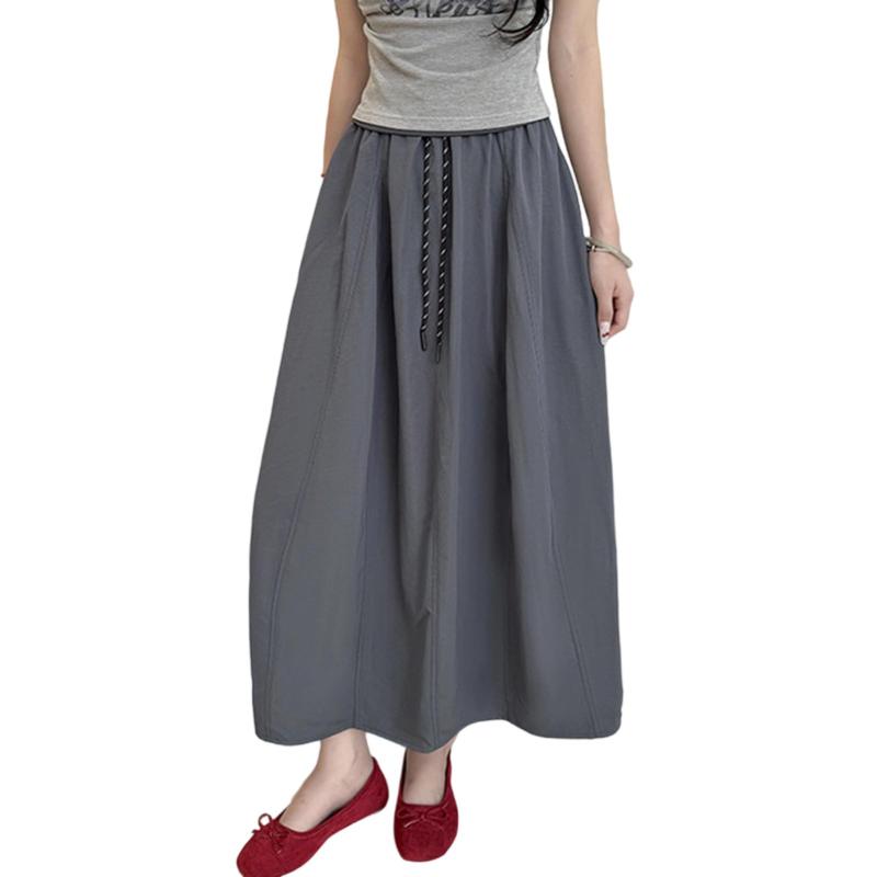 [Joyasslly] ロングスカート レディース 夏 フレアスカート マキシ丈 涼しい 薄手 ポケット付き 無地 可愛い エレガント 体型カバー カジュアル 春夏秋