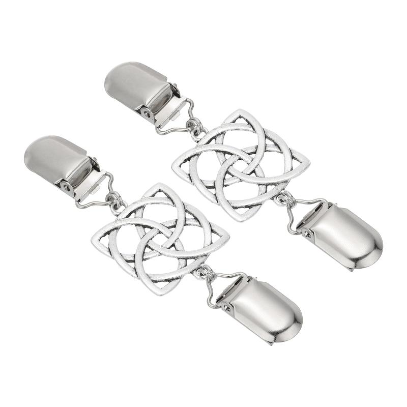 PATIKIL セータークリップ 2個セット 合金製 ビンテージショールクリップ レトロカーディガ ン留め具 衣類 バックシンチ 襟ブローチ ピン シルバースタイル6