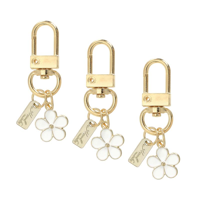 [PATIKIL] 花のキーチェーン 3個のエナメルチャ ーム付きのパーソナライズされたキーリング かわいい花..
