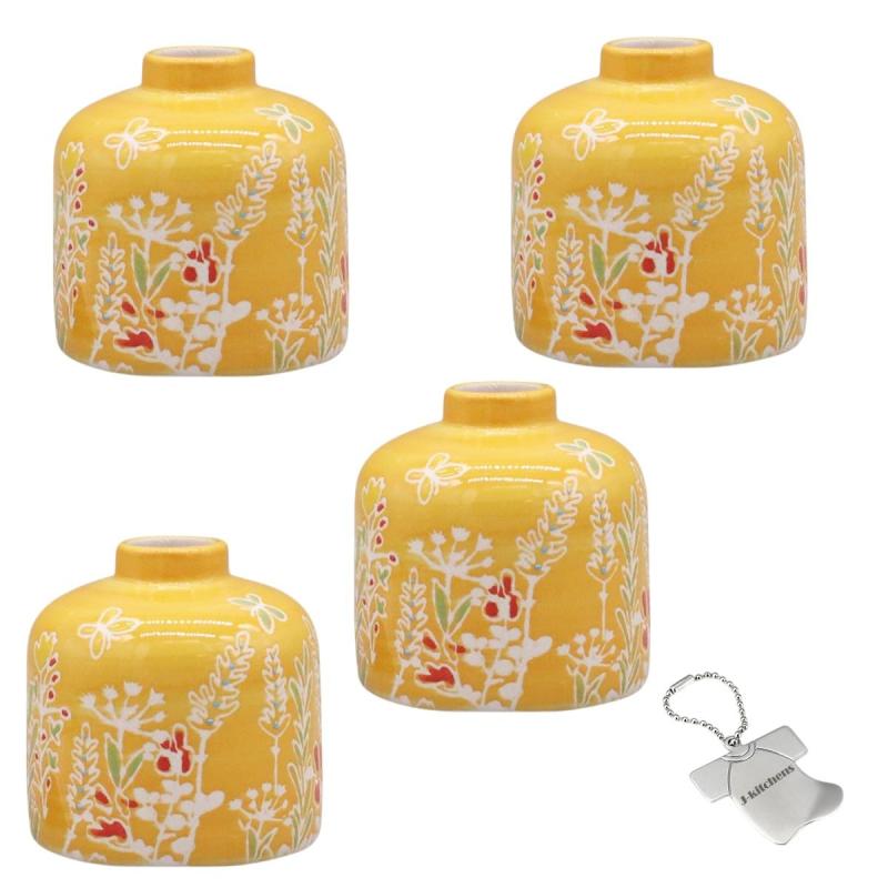J-kitchens Select 4個入 セット 花瓶 陶器 フラワー 東欧風 フラワーベース L Φ8xH9.5cm 花 （オリジナルタグ1個付）No3063