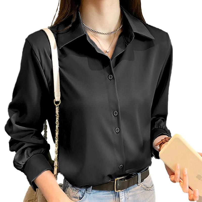 [WEARBIE] [ウェアビー] シンプル ブラウスシャツ オフィス カジュアル 長袖 大きいサイズ レディース M～5XL