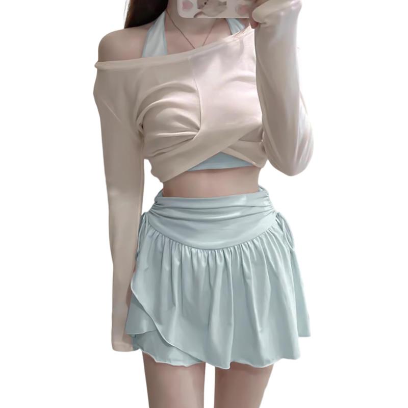 [Stitchon Wavex] 水着専門店 水着 レディース ビキニ 3点セット タンキニ セパレート 温泉 スカート 体型カバー スモック パッド付き 速乾 快適 着痩せ バックレス ファッション かわいい 大人