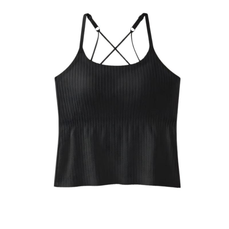 [UMIYI] カップ付き キャミソール ブラトップ オープンバック 背中見せ クロス インナー レディース 楽ちん キレイ 美胸 ストレッチ ヨガ ジム ルームウェア ブラキャミ ノンワイヤー