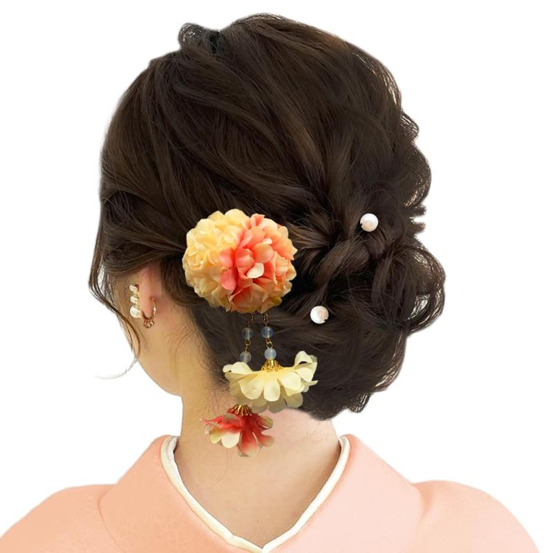 【Baramoly】 髪飾り 和装 着物 浴衣 アートフラワー 造花 花飾 祭り 花火大会 成人式 結婚式 卒業式 七五三 ウエディング 謝恩会 かわいい