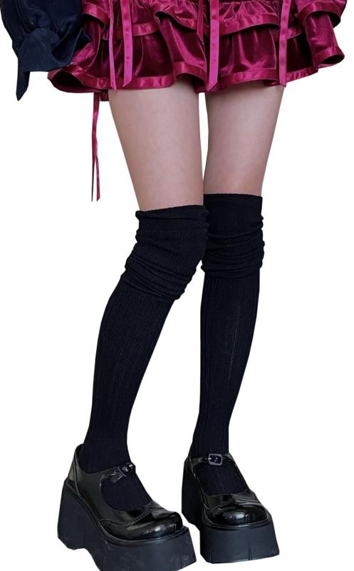 [Roiyezo] ハイソックス イストッキング オーバーニーソックス レディース レース ハイソックス ニーハイソックス レース 靴下 レディース 無地 着圧 ロリータ lolita 秋冬 厚手 滑り止め