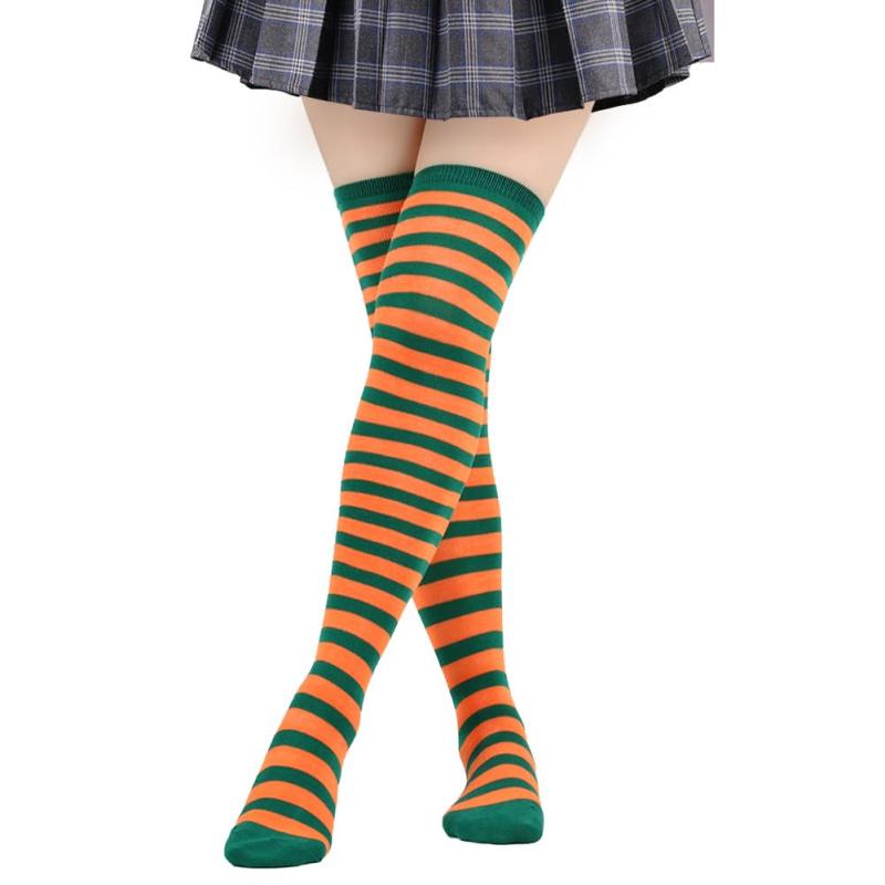 [NOPNOP] ボーダー柄 ニーハイソックス 47パターン展開 靴下 ストライプ オーバーニーソックス サイハイ タイツ