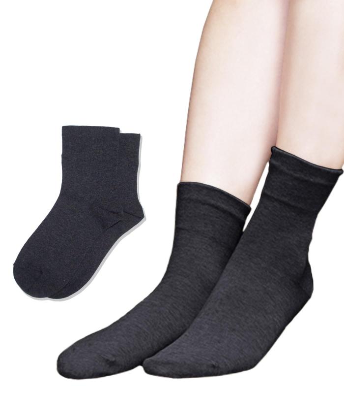 [Chica Hurra] レディースソックス 靴下 クルー丈 日本製 23-25cm 同色 2足セット 口ゴム無し