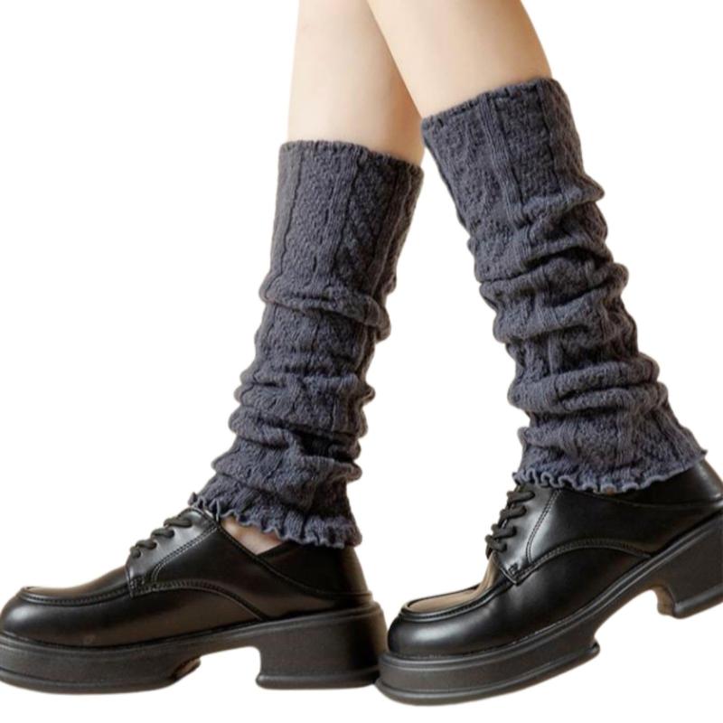 [Nestkanina] レッグウォーマー レッグカバー 通学 ルーズ ソックスカバー 足首ウォーマー 靴下 カバー 締め付けない 使いやすい 便利 女子 ボリューム ニット レディース フットカバー 冷え対