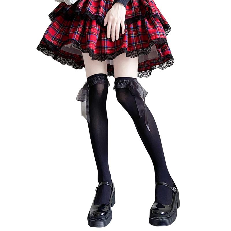 [コーラルウェー] ニーハイソックス レディーズ オーバーニーソックス 着圧 柔らか 無地 通学 通勤 靴下 70cm太もも丈 cosplayや制服用 黒いロングソックス ブラック