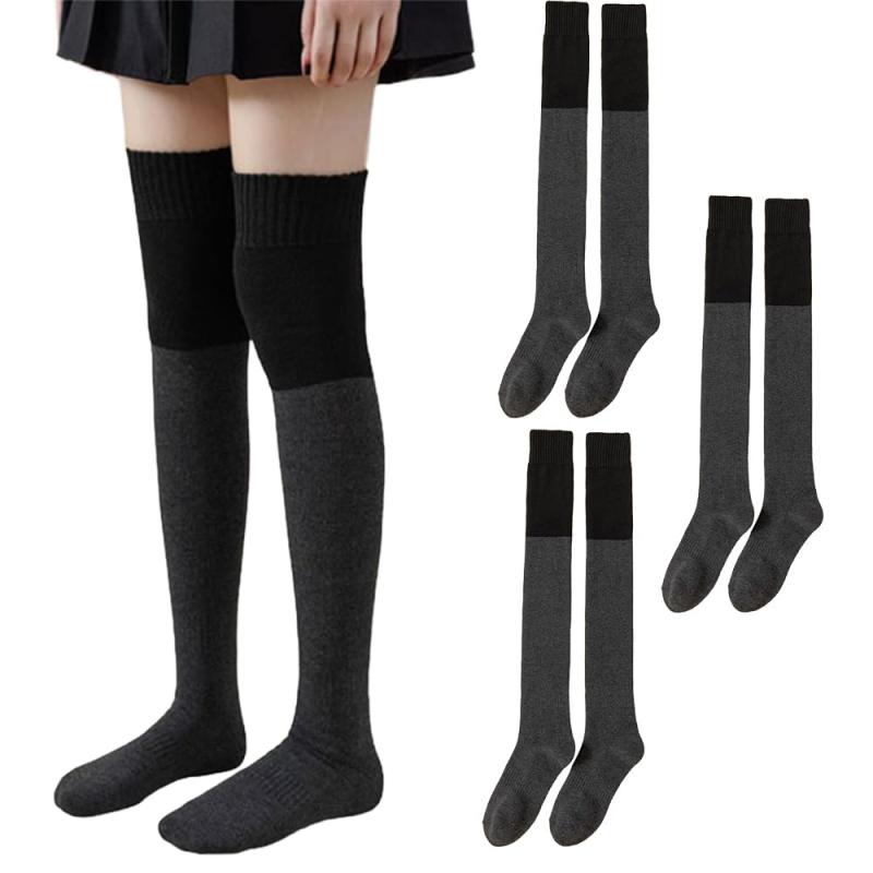 [KEWAMENRIC] レディース ハイソックス ニーハイソックス 1セット3足入り暖かい靴下 防風 オーバーニーソックス 防寒 ニーソックス 保温 膝上ソックス 厚手 秋 冬 靴下 ソックス 美脚ソックス