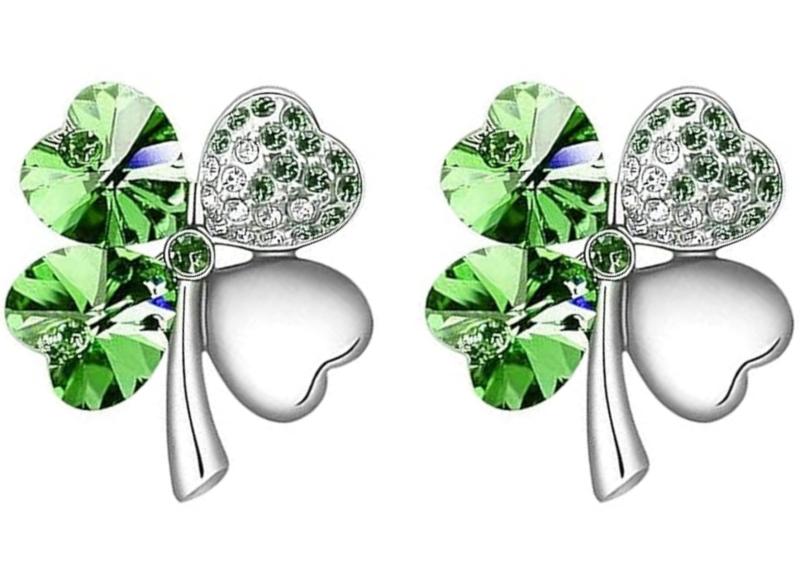 四つ葉のクローバー Four Leaf Clover クリスタル ピンバッジ 幸運 おしゃれ ブローチ 胸元 ジュエリー アクセサリー 2個入り