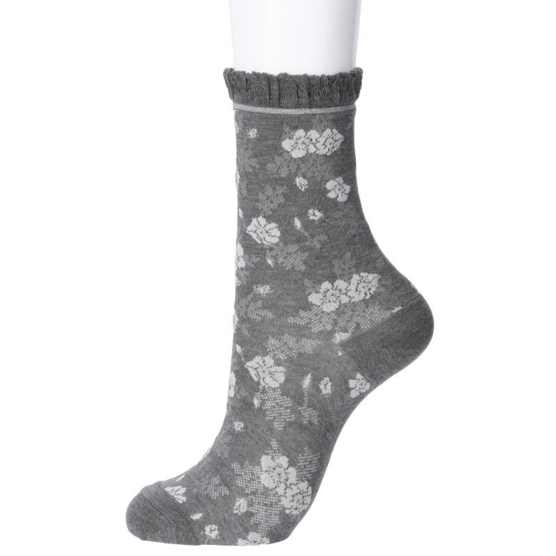 ソックス [23区] クルーソックス レトロフラワー柄 2RA1293 レディース
