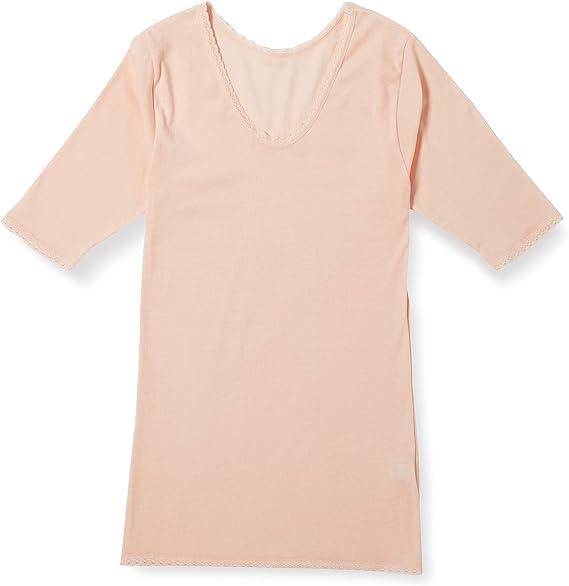 [キャロン] 5分袖 薄化粧 コラーゲン加工 綿100％ 5分袖肌着 レディース