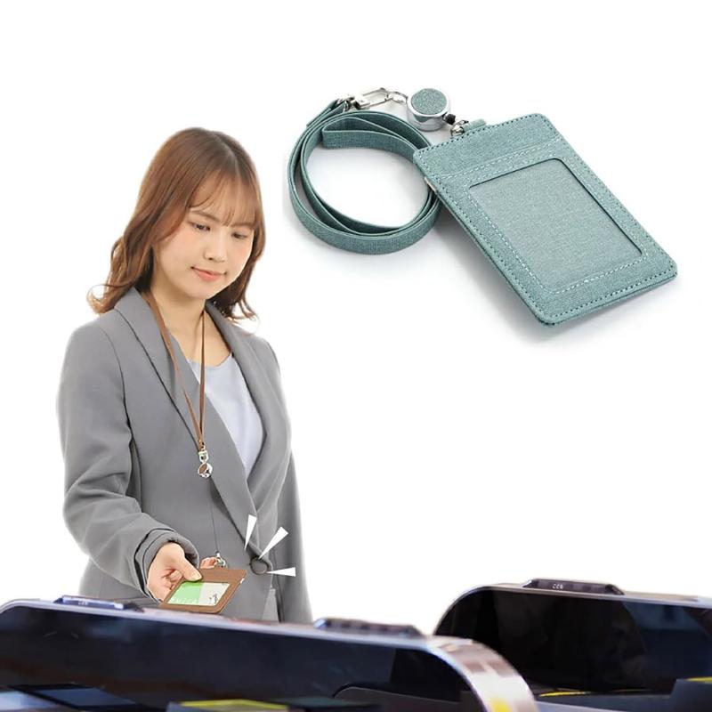カードホルダー idカードホルダー 首掛け レディース メンズ リール付き 社員証 定期入れ おしゃれ シンプル PUレザー ネックストラップ 高級 かわいい 薄型 クリア ポケット 名刺 横型 軽量
