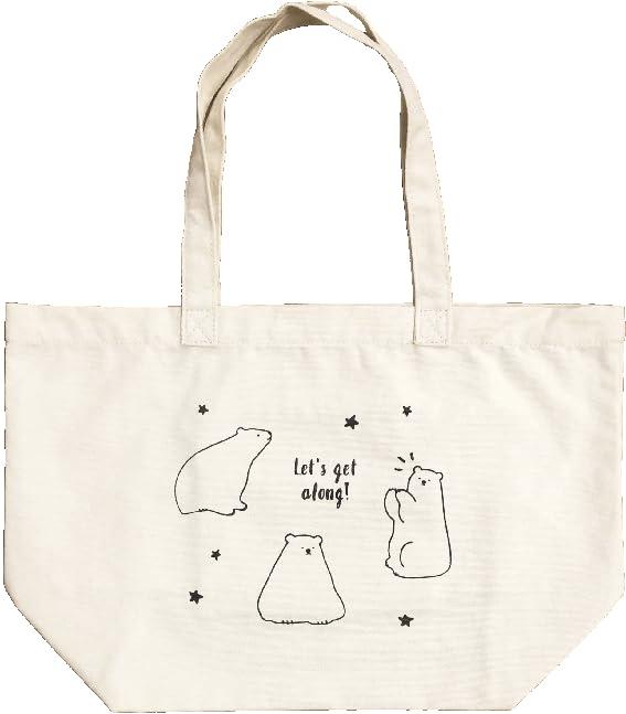 トートバッグ 帆布 じょうぶ キャンバス 大容量 横長 エコバッグ かわいい マチ付き お稽古 バッグ アニマル