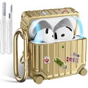 V-MORO AirPods Pro ケース (2022/2019)用 エアーポッツプロ カバー Airpods Pro TPU+PC保護ケース キャリーケース 分離式 おしゃれ カラビナ付き 磁気ロック付き LEDライトが可視化 ワイヤレス充電対応 T