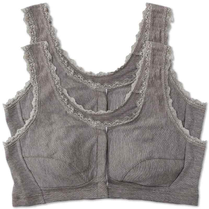 [VieCet] ヴィセ さらのび 綿混 前開き ノンワイヤー ブラジャー M L LL 3L 4L 5L レディース 大きいサイズ 前ホック 下着 らくブラ ハーフトップ