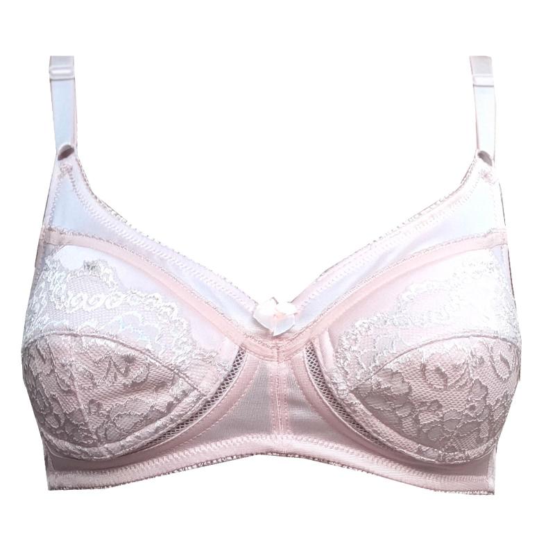 [モデルルック] ノンワイヤー ブラ ブラジャー フルカップ ワイヤー ワイヤーレス レディース 脇高 40代 50代 60代 大きいサイズ ローズ