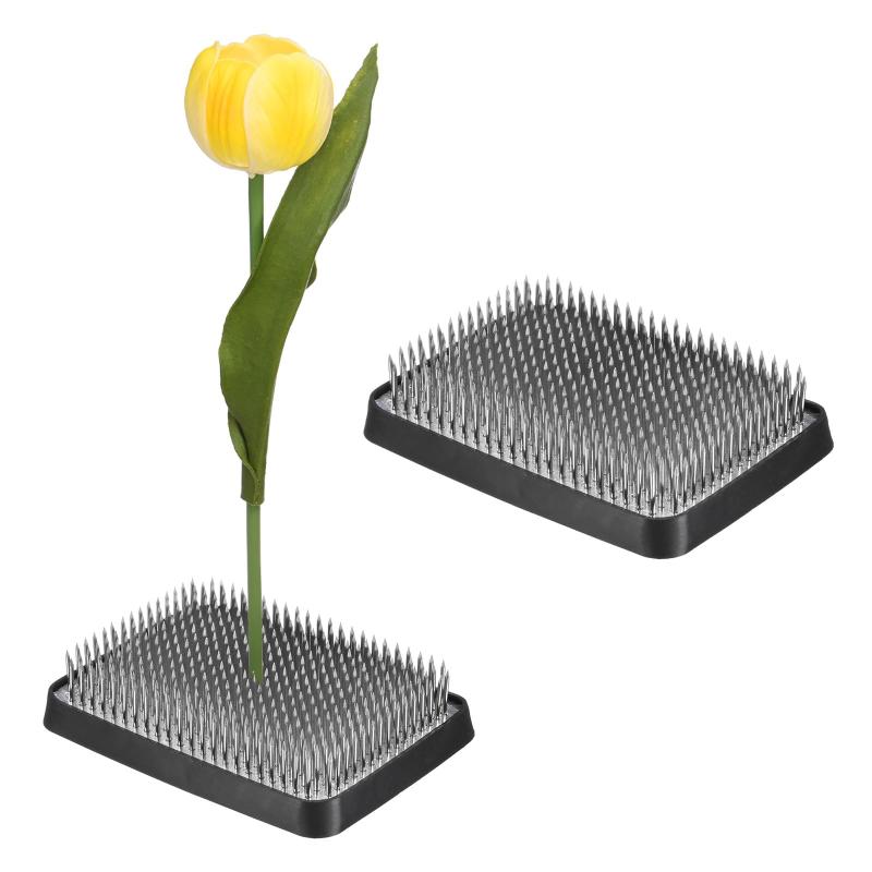 M METERXITY 2個セット フラワーフロッグ 9.6cm×7cm 長方形 ステンレス製 生け花ピン 剣山 ゴム底付き ..